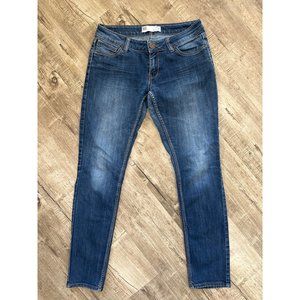 RSQ Womens Ibiza Skinny Jeans Size 11 Blue Low Rise Whiskered Stretch Casual